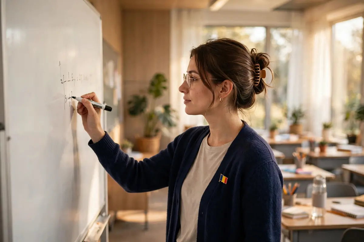 Profesor predând la clasă în România, grila salarizare profesori 2026