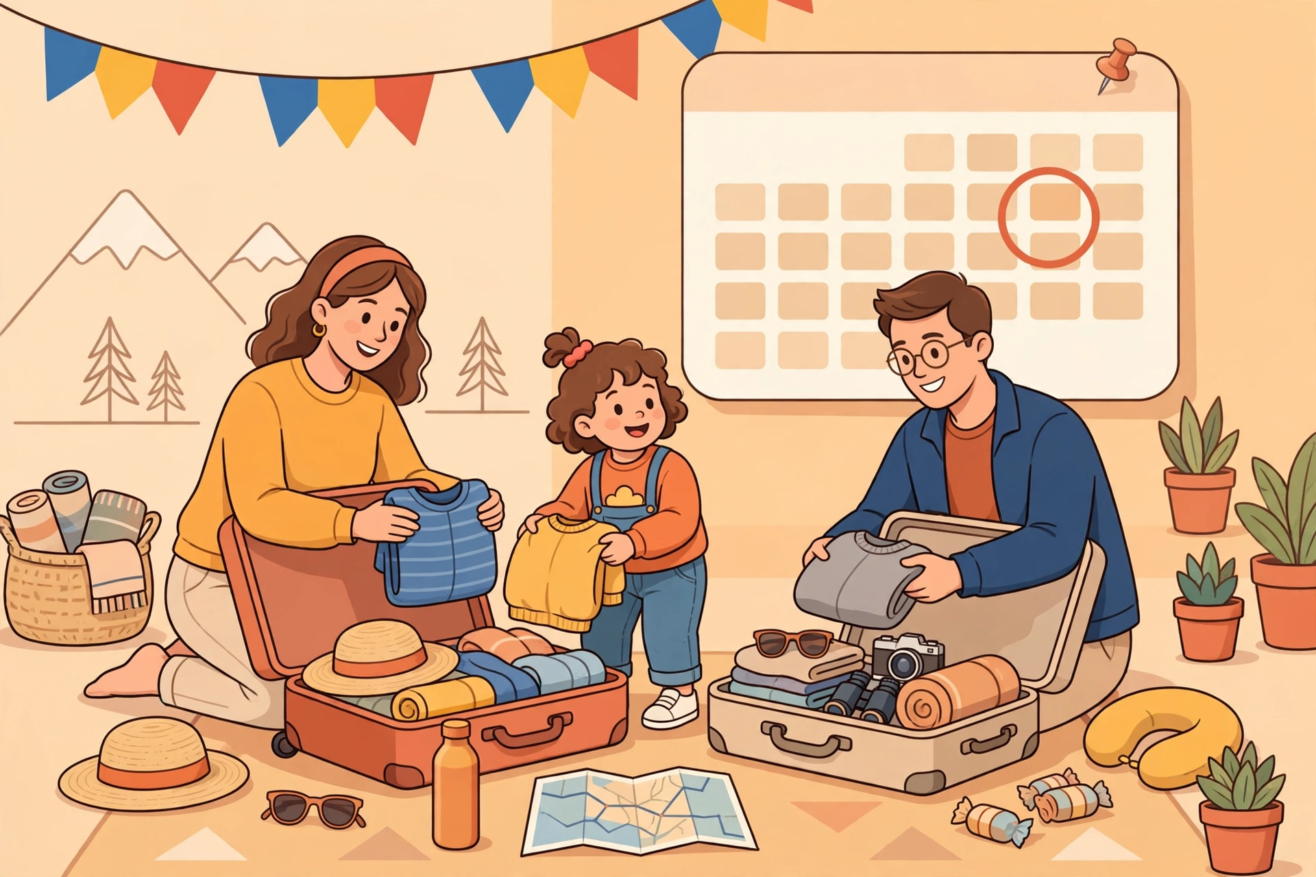 Familie își face bagajele pentru o minivacanță de punte în 2027