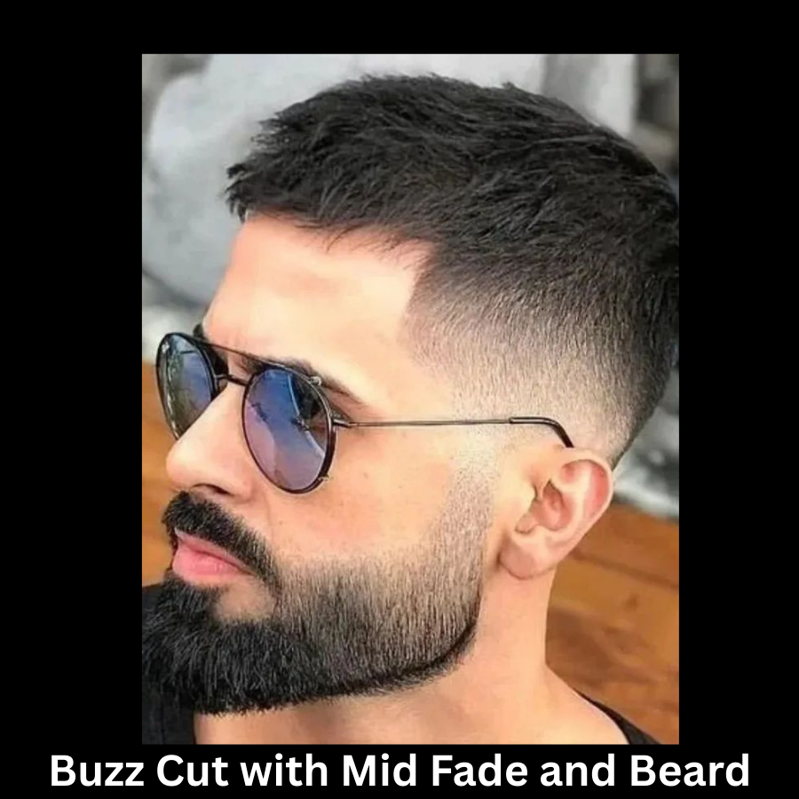 Buzz Cut with Mid Fade and Beard