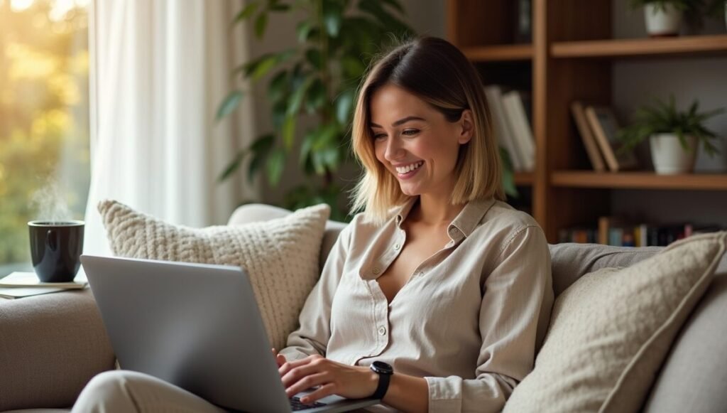 Jenna’s side-parted blunt bob styled for work-from-home ease