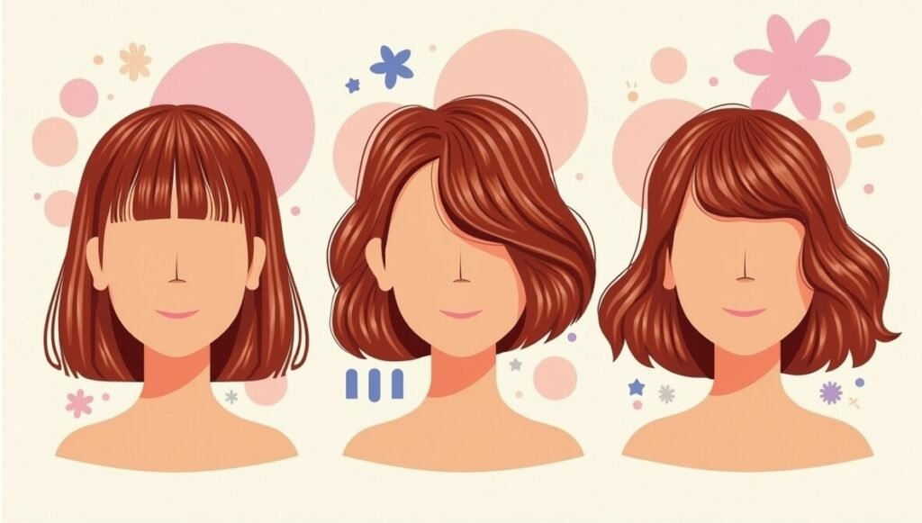 Three different ways to style a blunt cut bob: sleek, flipped, and tousled