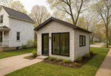Which Buffalo Suburbs Still Prohibit Accessory Dwelling Units 2026 Suburban Buffalo home with a modern backyard ADU unit built in 2026.