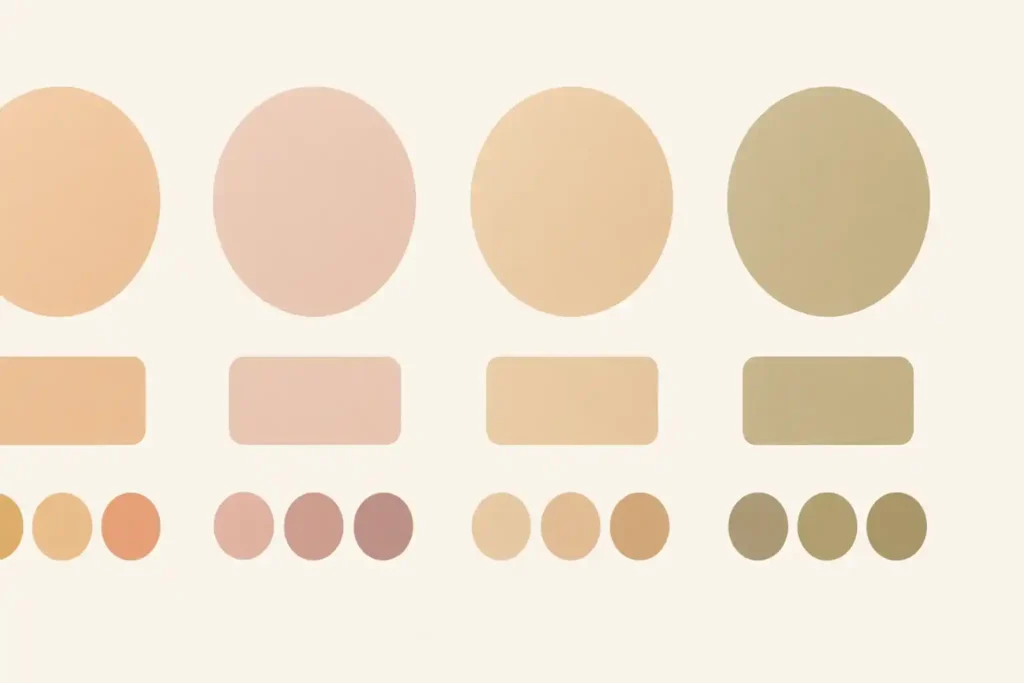 Visual representation of warm, cool, neutral, and olive skin undertones used to guide clothing color selection