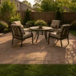 12x12 patio cost 2026 — finished paver patio in residential backyard