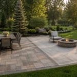 300 square foot patio with outdoor dining and lounge area in suburban backyard
