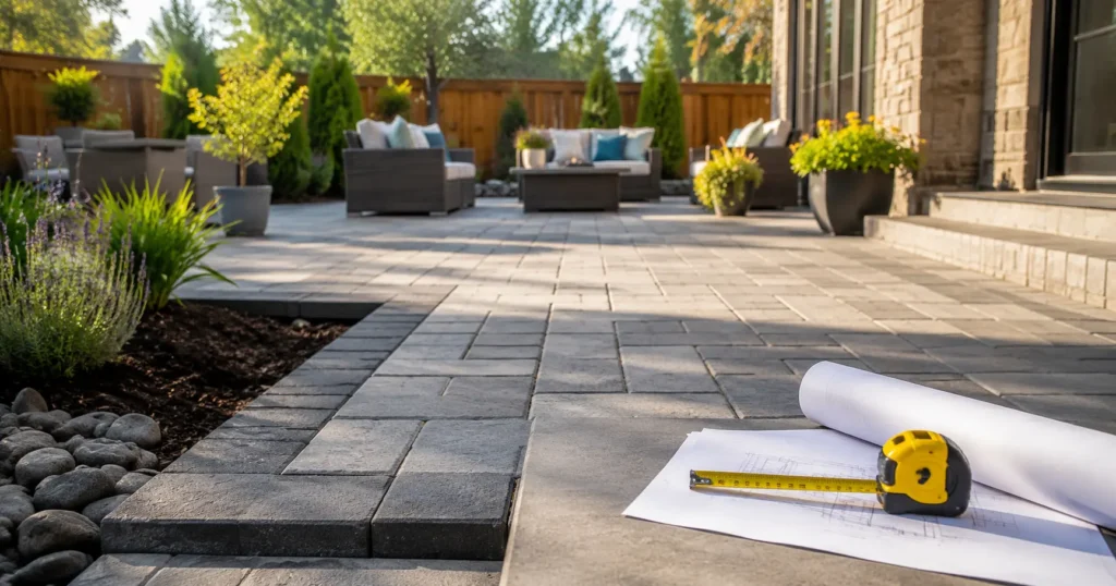 Patio cost calculator 2026 — concrete and paver patio with tools
