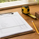 what's included in a patio quote — itemised contractor quote document on wooden desk